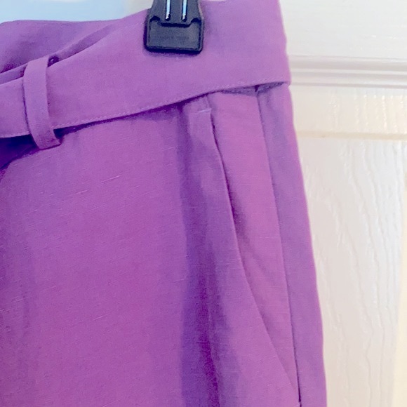Stefanel Italy Pink Purple Tie Front Linen Pants with Sash - 12 - Picture 6 of 14